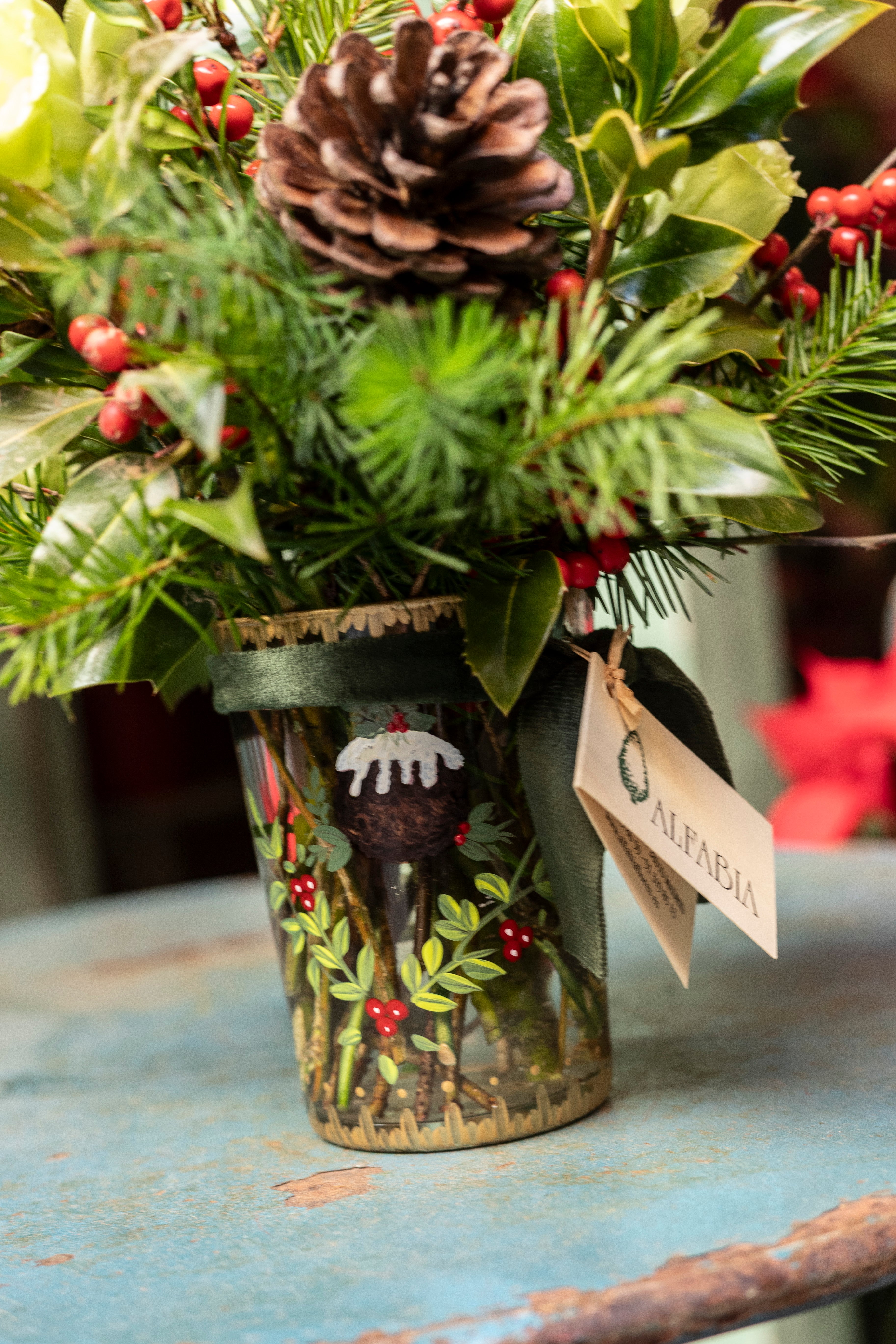 Vaso pintado a mano Navidad