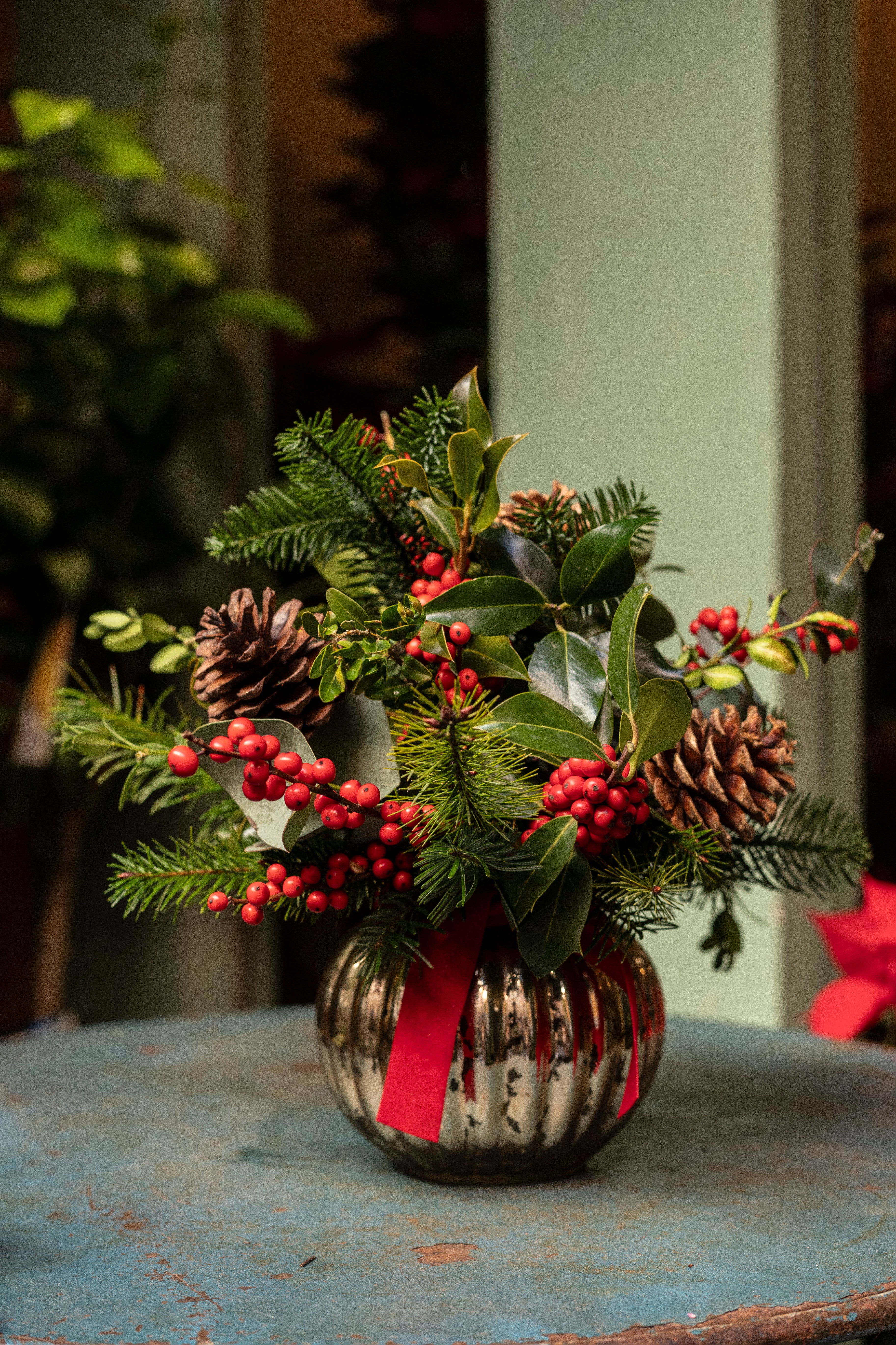 Jarroncito cristal dorado Navidad