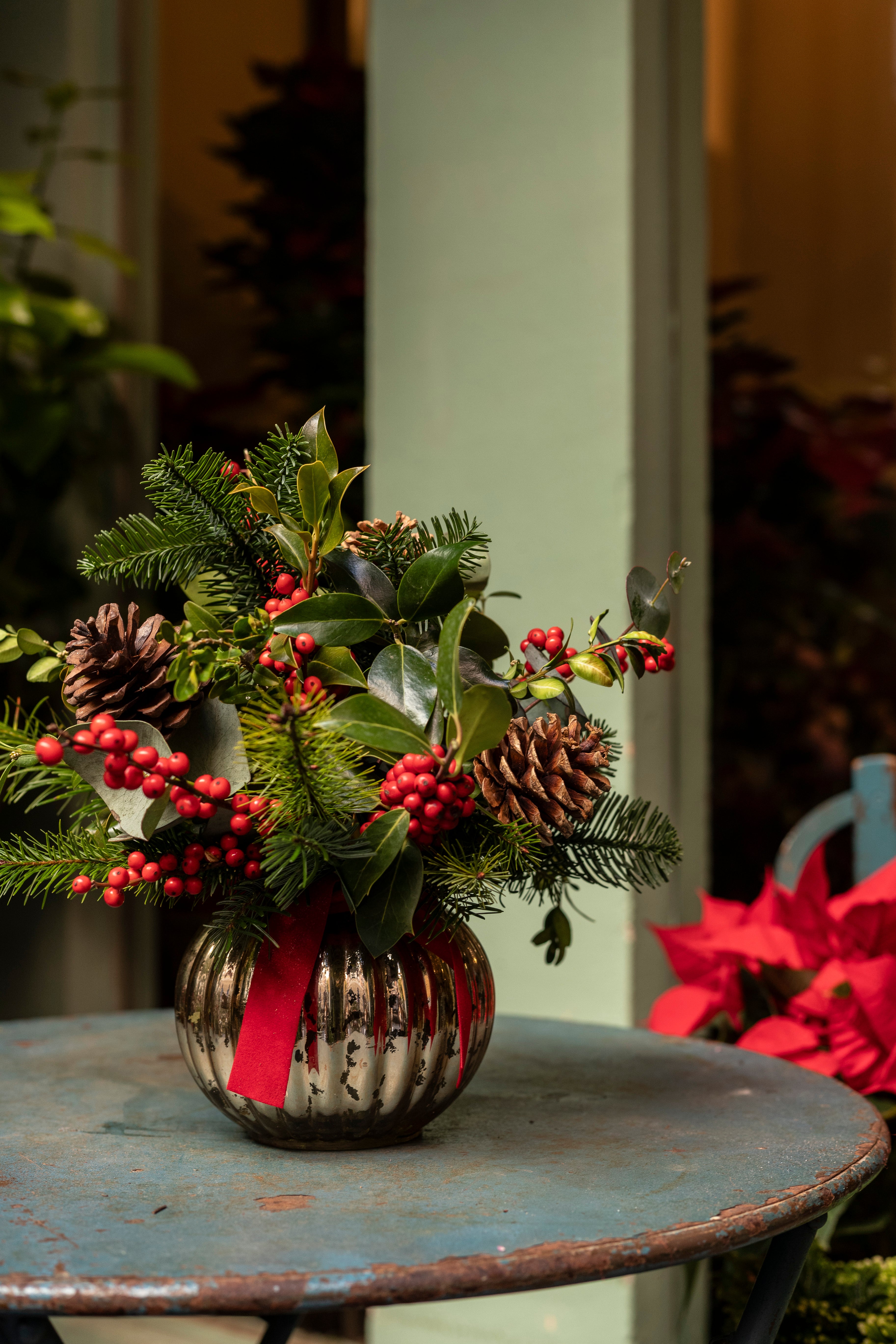 Jarroncito cristal dorado Navidad