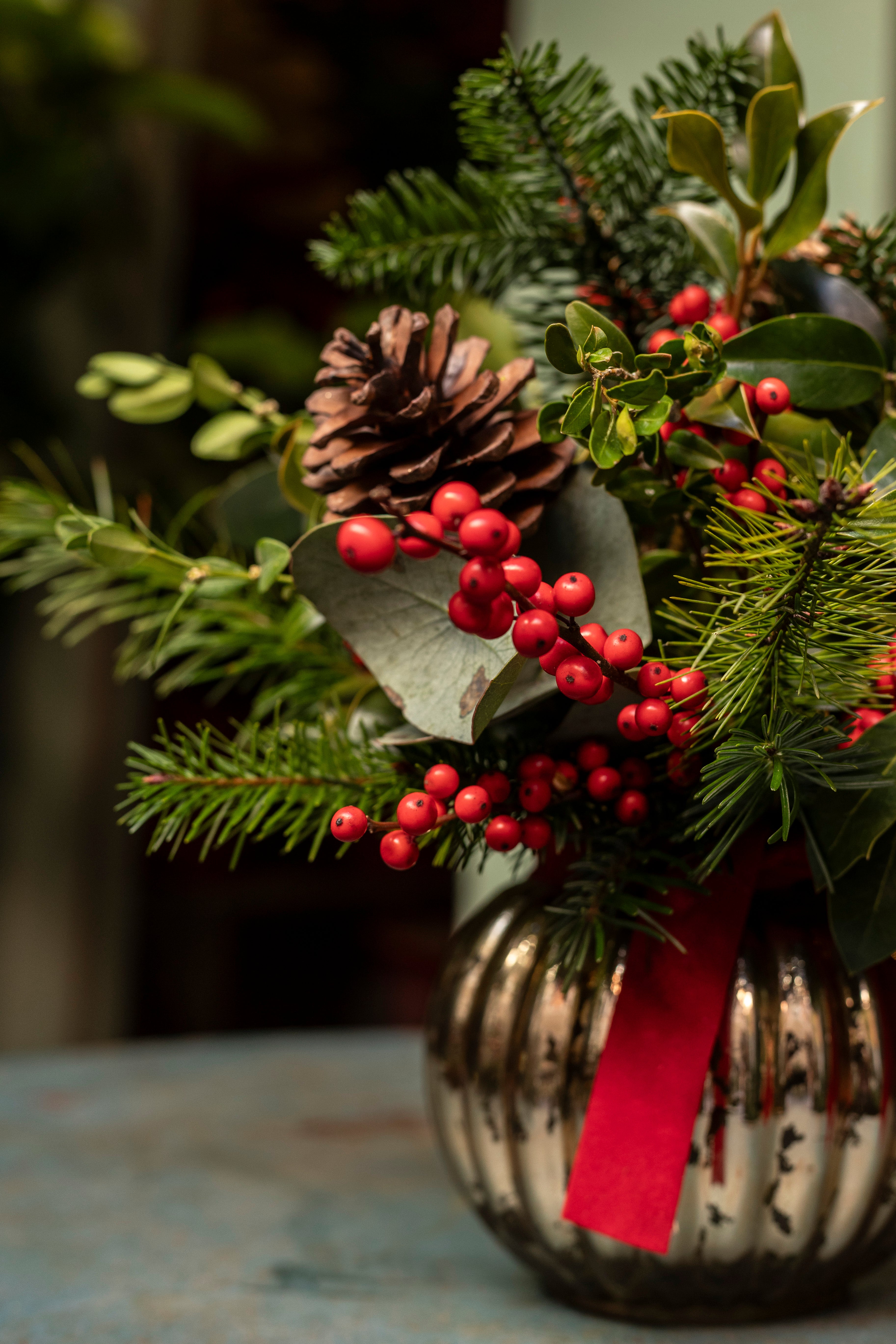 Jarroncito cristal dorado Navidad